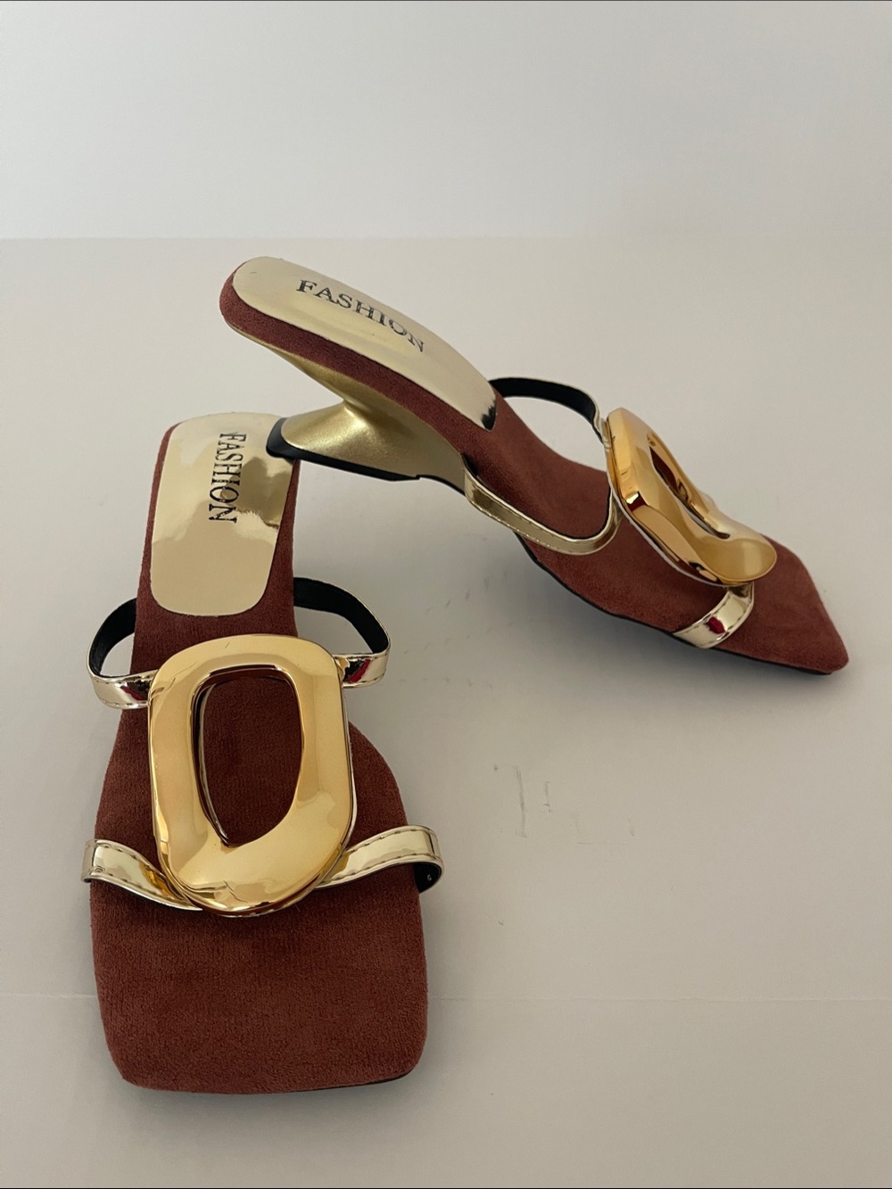 Metallic Geometric Square Toe Sandal